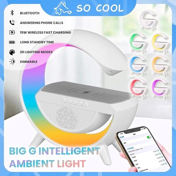 Maptol-Google Smart Wireless Bluetooth Speaker with RGB Light, Wireless Charging Function and Long Life Battery - Image 2